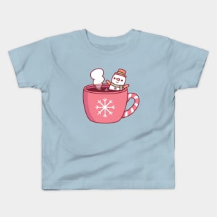 Cute Christmas Coffee Drink Snowman Marshmallow Kids T-Shirt